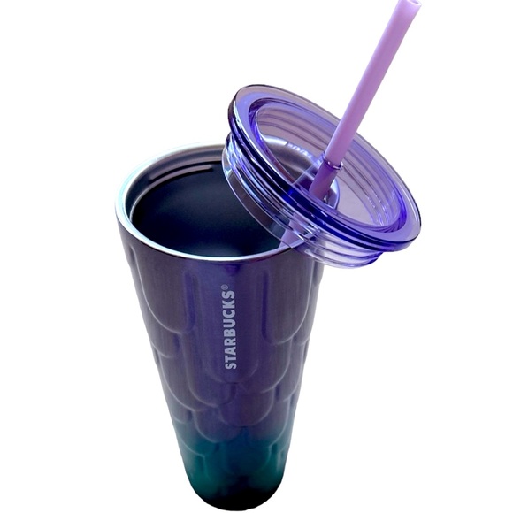 Starbucks Mermaid Scales Stainless Tumbler Ombre Steel Glitter Cup 24oz NWT 2023 - Picture 7 of 13